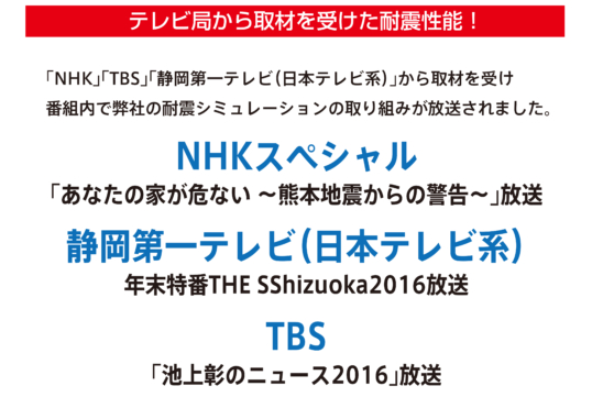 テレビ局から取材を受けた耐震性能【メディア情報】