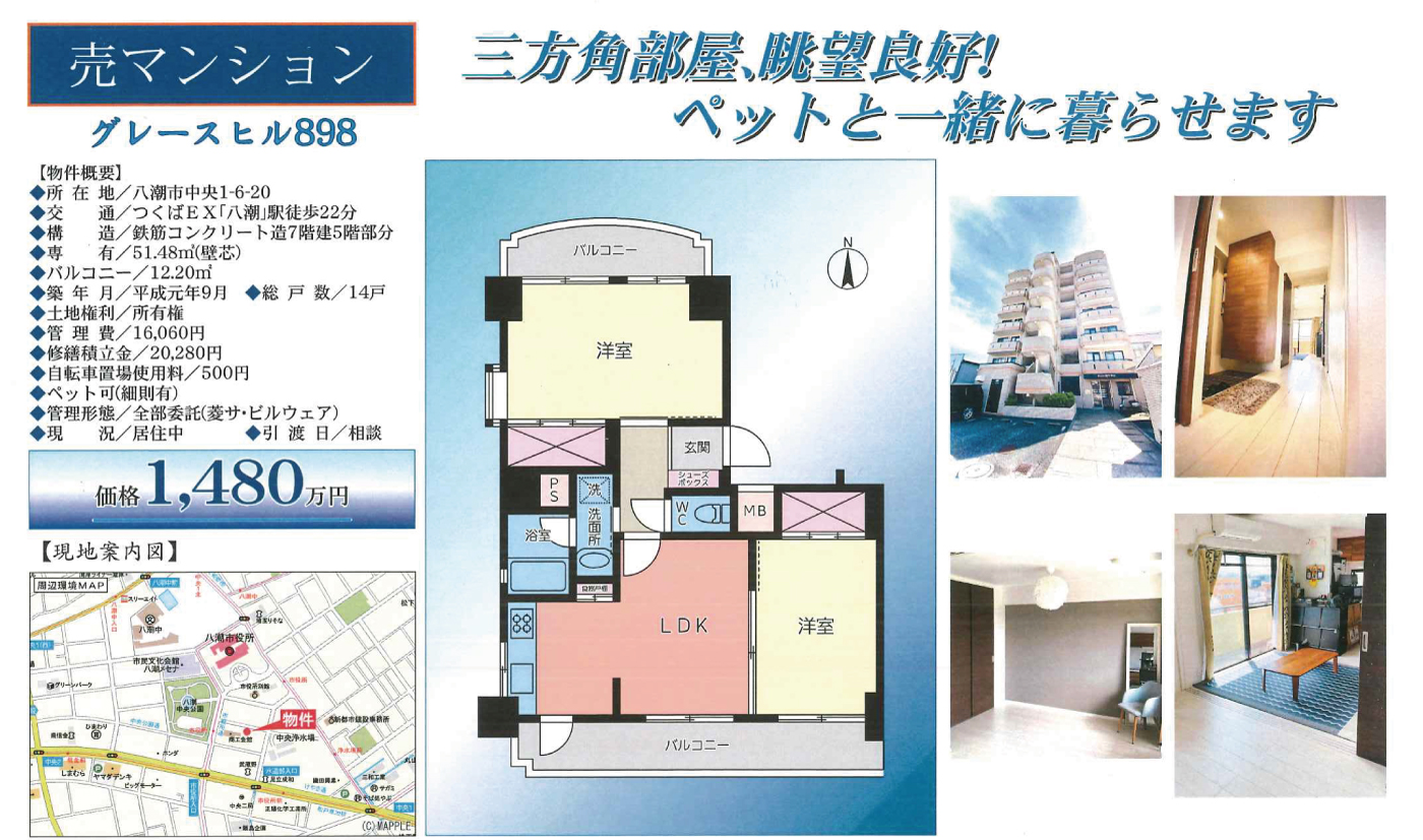 三方角部屋、眺望良好!<br>ペットと一緒に暮らせます