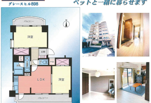 三方角部屋、眺望良好!<br>ペットと一緒に暮らせます